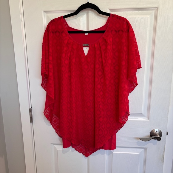 Notations Tops - Notations Red Printed Blouse | Size 3X